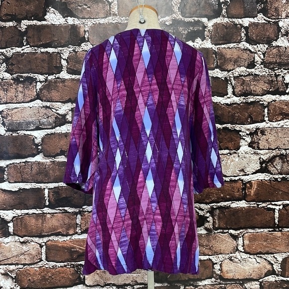 Some Days Lovin Dress Boho Diamond Print Purple Wrap Size XS - Picture 6 of 13